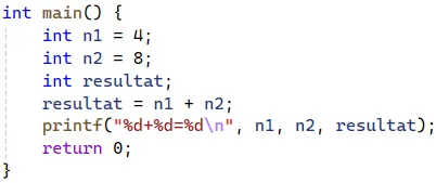 printf ("%d+%d=%d",4,8,4+8);