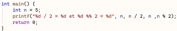 modulo : n%2 c'est le reste de la division n/2.