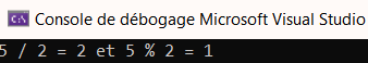 5/2 = 2 et 5%2 = 1